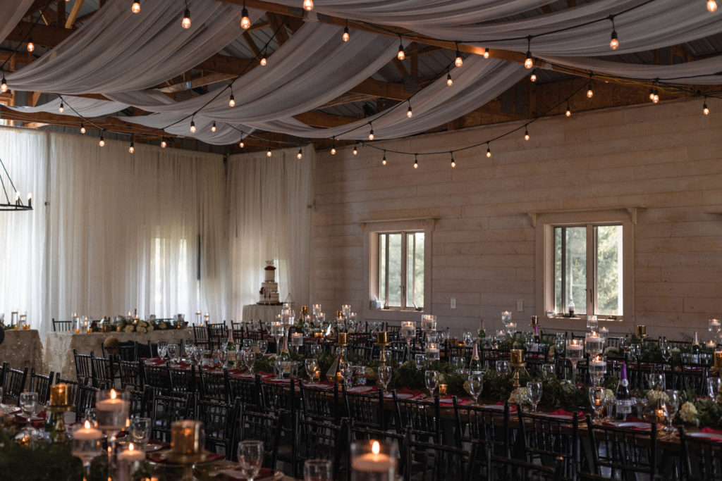 Spacious and elegantly decorated reception hall at maidenwood weddings and events