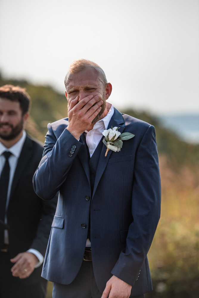 Groom gets first look at bride during long awaited ceremony
